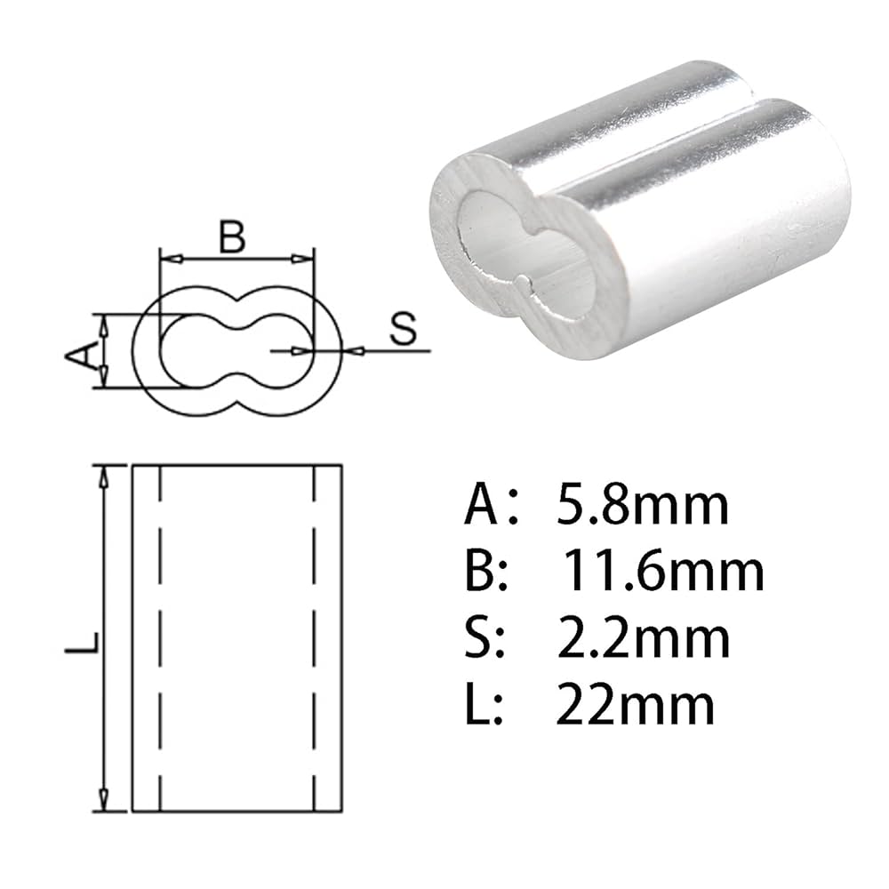 8フォント スチールワイヤーロープ　アルミ クリップ Amazon.co.jp: 25個 5.0mm 8フォント スチールワイヤーロープ